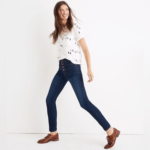 Madewell 11” High Rise Skinny Jeans Size 25 Button Front - Picture 1 of 11